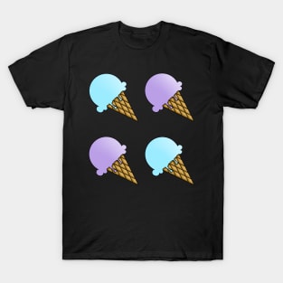 2 Flavor Ice Cream Pattern - Pastel Blue and Purple T-Shirt